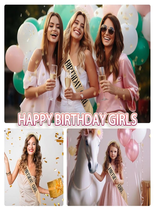 Coopyin Birthday Sash Birthday Crown for Women, Birthday Girl Sash, Birthday Girl Crown, Glitter Gold Birthday Sash and Crown Rhinestone Headband Set, Happy Birthday Girl Princess Tiara Sash Accessories - Image 4